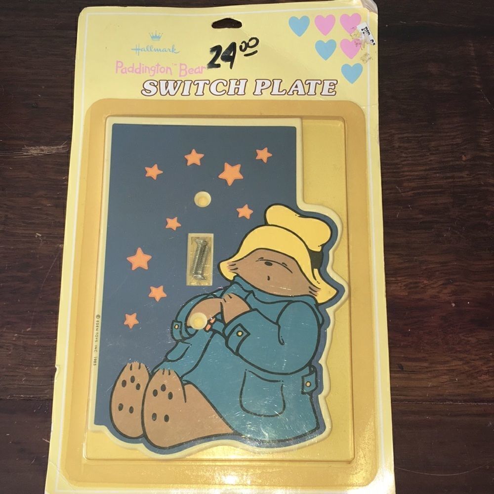 Paddington Bear Hallmark Cards Vintage 1985 Wall light switch decorative plate